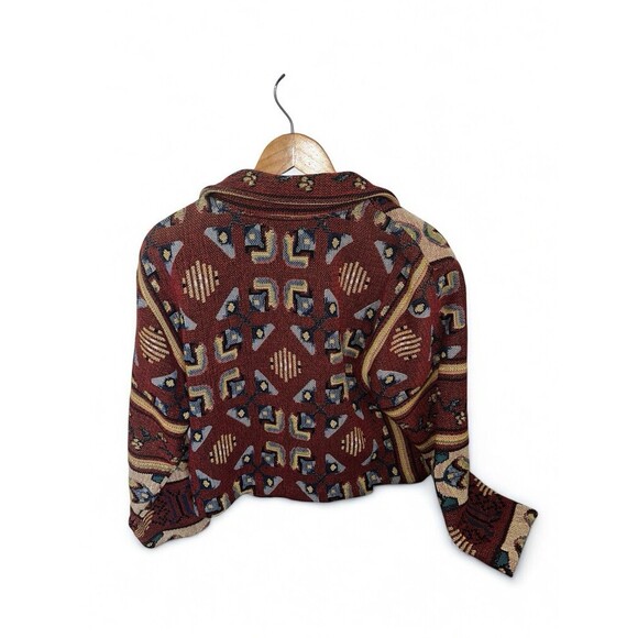 Paco Soler Crop Jacket Womens S/M Tapestry Knit Southwestern Boho 90s Vintage - Picture 2 of 16